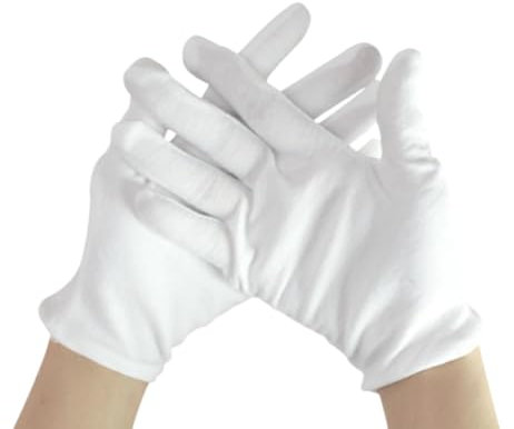 FUZVOL 4 Pairs Moisturizing Cotton Gloves,Breathable White Gloves for Eczema &Dry Hands,Jewelry Coin Inspection Serving and Cleaning Gloves