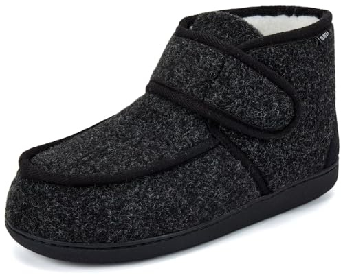 GURGER Chausson Homme Hiver Chaud Bottes Chaussons Doublure en Peluche Montant Chausson Bottines Maison Diabétiques Pantoufles Noir 44 45