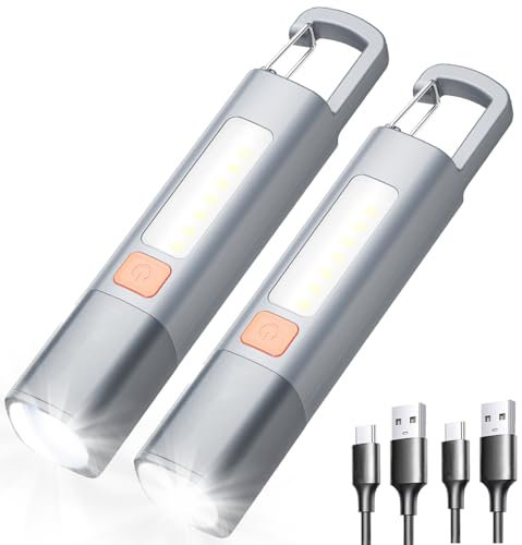 YOUAWE Rechargeable LED Flashlights High Lumens, 20,000 Lumens Super Bright Flashlight with USB Cable and Hook, 3 Modes, Waterproof Flash Light Handheld Powerful Flashlight for Home Camping ﻿- 2 Pack