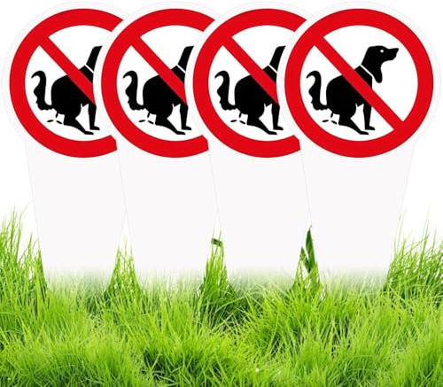 Mineup 4 Stück Steckschilder Kein Hundeklo, 30x15 Cm Steckschild Hier Ist Kein Hundeklo, XXL Warnung Hundeklo Verboten Pfahl, Hinweisschild Verbot Hund, Hinweisschild Keine Hundetoilette