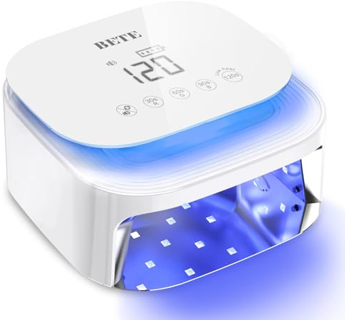 BETE 60W Cordless UV LED Nail Lamp - Rechargeable Gel Polish Dryer with Auto Sensor, 30 Beads & 4 Timer Settings Portable for Home/Salon White