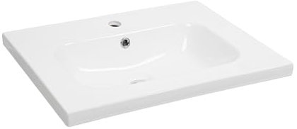 Lavabo ad Incasso (61×46) in Ceramica, Lavabo in Ceramica Bianca con foro per rubinetto e troppopieno, Bacinella Sanitari Bagno (61×46×15)