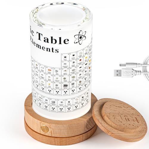 Jeebel Tableau Périodique des Éléments réels, Tableau Periodique en Acrylique de Lampe Table LED avec Élément Vrai pour Outil Enseignement/Affichage Elements Chimiques pour Enseignant Étudiant Enfant