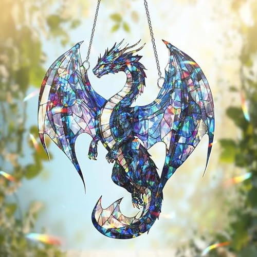 Sheremart Dragonglint,The Sun Catcher That Lights up Your Window and Your Spirit,Fantasy Dragon Suncatcher,2d Acrylic Window Hanging Decor,Halloween Mystery Drago-n Sun Catch-er (04#)