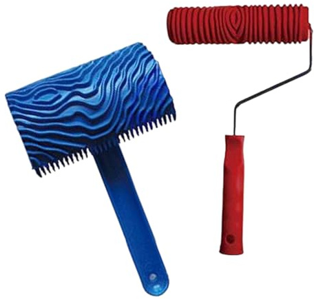 Rodillo de textura de goma con textura para pintar en relieve para crear patrones de textura de madera en hogares, espacio comercial, decoración de hogares