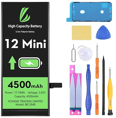 LL TRADER Batterie pour iPhone 12 Mini 4500mAh Batterie Interne Remplacement pour iPhone 12 Mini avec tous les outils de réparation