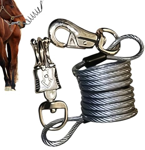 Cabestro de cuerda para caballo, diseño en espiral ajustable que absorbe los golpes para mayor comodidad y control, cuerda de plomo duradera con fuerte agarre y sujeción, cabestro de caballo para