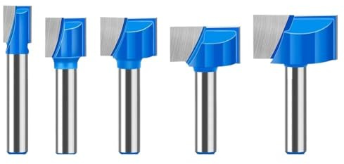 Juego de 5 fresas madera con ranura en T 8 mm for limpieza y grabado la parte inferior, carburo sólido, for fresadora herramientas carpintería (10, 32, 30 mm)(01)