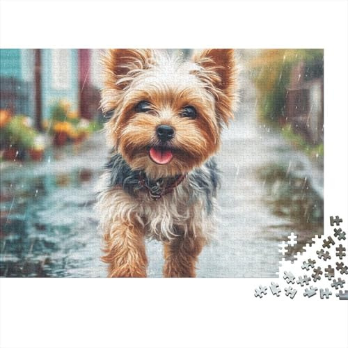 Pet Dog 1000 Piece Recycled Cardboard Jigsaw Puzzle Yorkshire Terrier Wet Street Educational Game Decompression Wall Decor Perfect Housewarming Gift New Neighbors