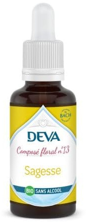 DEVA Sagesse n°13 – Composé Floral Bio Sans Alcool – Compte-Gouttes 30ml – Maturité & Joie de Vivre – 5 Élixirs Floraux (Amandier, Bouleau, Hibiscus, Noyer, Sauge) – Complément Alimentaire