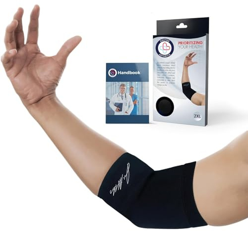 Doctor Developed Copper Elbow Brace & Elbow Support Sleeve and Handbook, Relief for Tennis Elbow, Arthritis, Elbow Compression & Support (XX-Large)