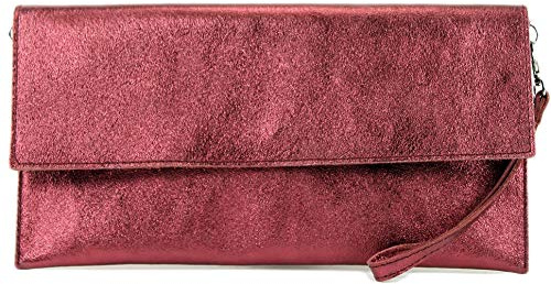 modamoda de - M106-151 - ital. Clutch Handgelenktasche Leder Metallic