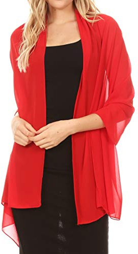 Sakkas 18225 - Jona Women Soft Sheer Chiffon nupcial Bufanda de noche Bufanda Wrap Stole - Rojo - 7029