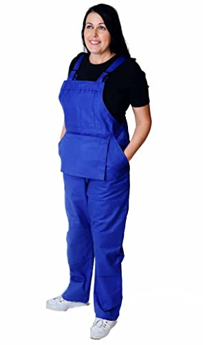 GRS Woman Ladies Bib and Brace Dungarees Coveralls Overalls, Halloween Costumes for Woman, Fancy Dress Overalls (White, Black, Blue Colours)