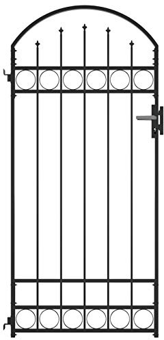 Tidyard Fence Gate with Arched Top Steel 89x200 cm Black Home Fence Model145750