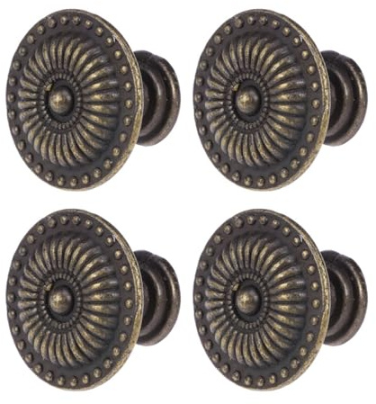 IMIKEYA 4 pcs Vintage Handles Classic Antique Brass Simple European Style Single-Hole Knob for Cupboard Cabinet