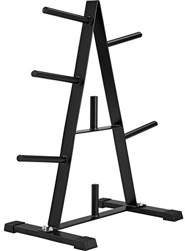 tectake® Viktställ för viktskivor, stabil förvaring med 7 stänger, hög bärförmåga, passar gummerade och förkromade vikter, platsbesparande och robust design för hemmagym och gymmiljö