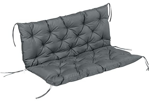 Outsunny Garden Bench Cushion, 2 Seater Swing Chair Cushion, Seat Pad with Ties for Indoor and Outdoor Use, 110 x 120 cm, Dark Grey