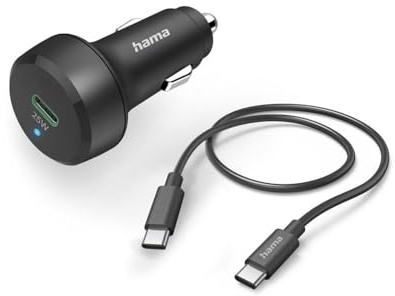 Hama Auto-Schnellladegerät mit Ladekabel USB-C, PD, 25 W, 1 m, Schwarz KFZ-Ladestation 25W Schwarz