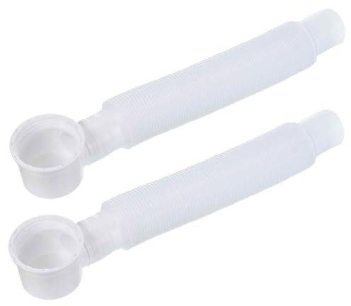 MECCANIXITY Bathtub Drain Pipe Expandable Adjustable Drain 28cm Tubing Flexible Drainage Hose for Bathroom Shower, White Pack of 2