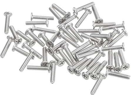 sourcing map Lot de 50 vis à tête ronde plate M1.4-0.3 x 6 mm en acier inoxydable 304 Phillips Drive Vis à métaux pour fixation de meubles