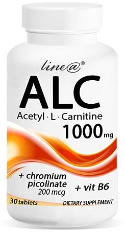 Acetil-L-Carnitina + VITAMINA B6 + CROMO Line@diet | 30 compresse per 1 mese | 1000 mg