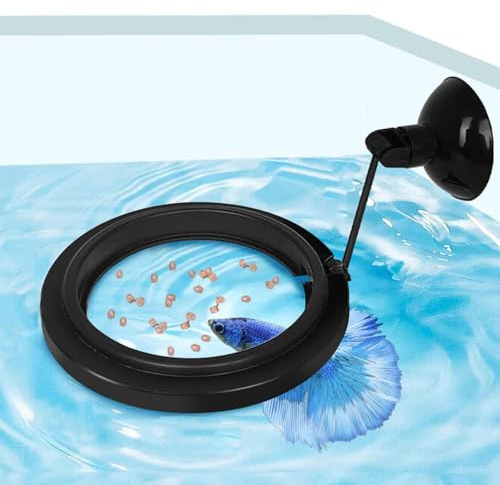 Dispensador Comida Peces,CíRculo Negro,Peces Vivos para Acuario,FáCil De Instalar Alimentador Automatico Acuario - Adecuado para Gubi, Beta, Peces Dorados, Etc.