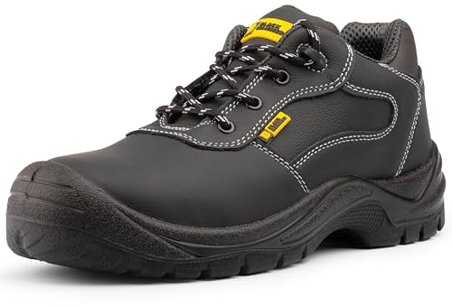Black Hammer Men's Safety Trainers Steel Toe Cap and Midsole Protection Work Shoes for Professional Outdoor Jobs Warehouse & Utility Footwear Full-Grain Leather with Memory Foam Insoles Harry (10 UK)