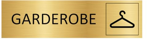 CombiCraft Aluminium Türschild Gold Garderobe 165x45mm mit 3M-Tape zur Befestigung, einfache Kennzeichnung von Räumen und Bereichen
