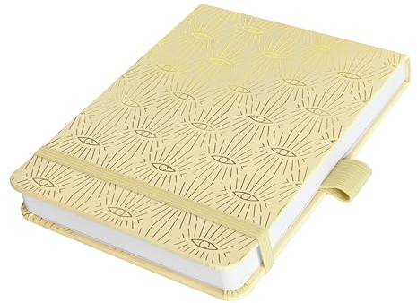 Sigel Notizblock Jolie A6+ dotted Reporterblock Gelb Gold Hardcover | JN356, 79 Blatt, vegan, nachhaltiges Papier