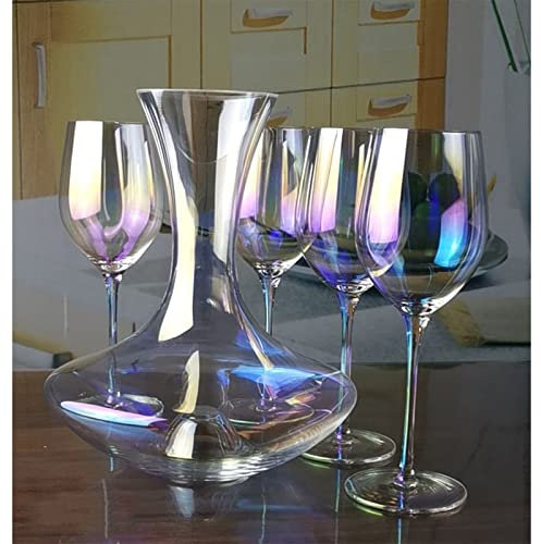 YOtat Bicchiere di Vino Set per Bere Vino Bicchieri da Vino Colorati Calice da Sposa in Filo Metallico Coppa di Champagne Accessori per La Casa Cristallo, A (B)