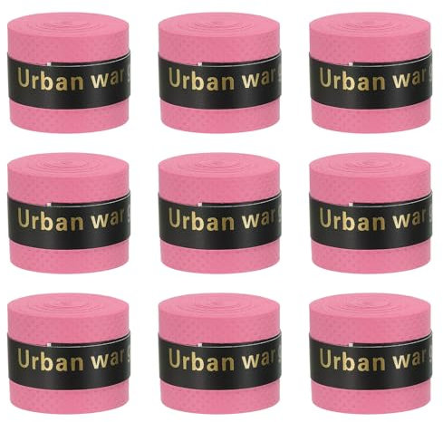 PATIKIL 43,3 Tennisschläger Griffband, 9er Pack PU Overgrip Rundnut rutschfest Schweißabsorbierend für Badminton Angelrute, Pink