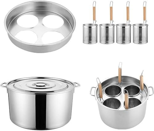 Juego de Cocina para Pasta de 33 litros con 4 cestas, eléctrica a Gas, calefacción de leña, Fideos, Bola de Masa, Olla para Sopa de Acero Inoxidable Espesada con Tapa, calefacción Sola para el ho