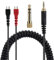 Alphatec HD25 25sp 560 540 480 430 414 250 Ersatz-Audiokabel, kompatibel mit Sennheiser-Kopfhörern, 3,5 mm (6,35 mm) auf 2,5 mm Stereo-Klinkenstecker, Spiralkabel, 1,5 Meter, Schwarz