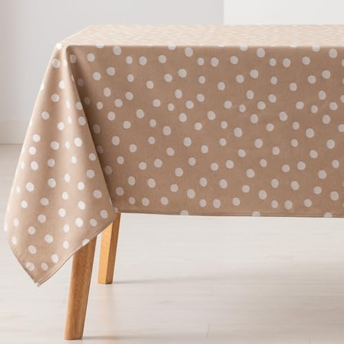 GAMUSI Tischdecke, schmutzabweisend, rechteckig, kleine Punkte, einfarbig, Jacquard, wasserdicht, 140 x 240 cm, Stoff, Taupe