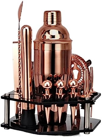 REEKOS Coctelera para Cocteles Juego de Coctelera 750ml Bartender Kit 14PCS Juego De Coctelería De Acero Inoxidable con Soporte Giratorio Coctelera de Cóctel Coctelera para Cócteles(G)