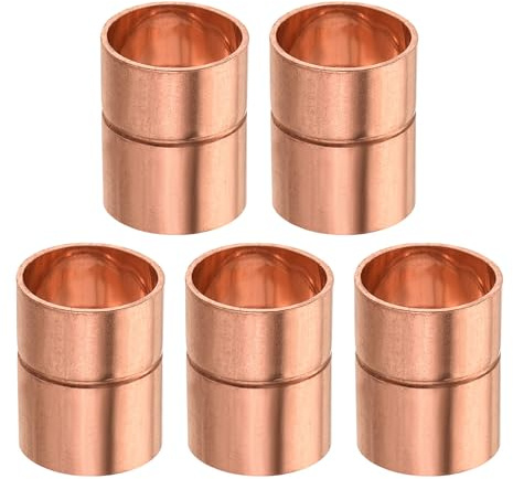 YOKIVE 5 Pcs Copper Coupling, Plumbing Straight Copper Fitting Coupler Welding Joint Connector Adapter, Great for HVAC, Air Conditioner (1/2 Inner Dia.)