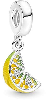 Wedanor Charmes Lemon Slice Sparkling Fruit Dangle Charm pour Bracelets - Charms de Perles ajourées en Argent Sterling 925, charmes de Coeur d'amour pour Bracelets et Colliers pour Femmes