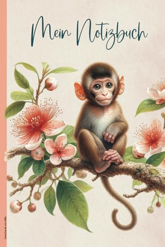 Geschenk mit Affe: Notizbuch Affe süßes Affenbaby Motiv Schreibheft Dot Grid Geschenk für Frauen und Affenliebhaber Affenmotiv das Äffchen Buch A5 für Notizen und Erinnerung mit kleinem Schimpansen