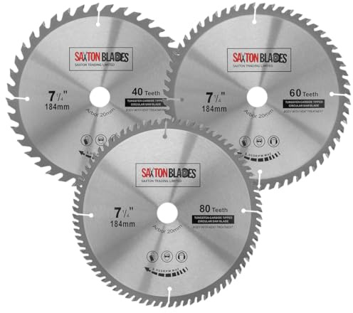 TCT184MXB20B Saxton TCT Circular Saw Blades 184mm x 40, 60 & 80T x 20mm Bore (16mm Ring)