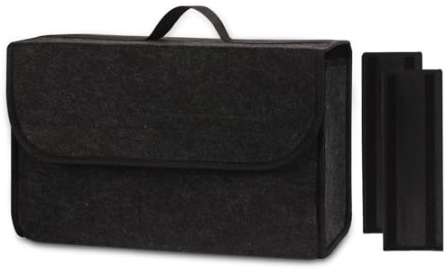 Einesin Upgrade Car Boot Bag Organiser with Reinforced Side Panels for Tools Breakdown Emergency Travel Tidy Van Caravan | Felt Bag in Black | Car Accessories Interior