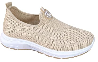 IQYU Fritidsskor dam sneakers och sportskor för kvinnor mesh andas ortopediska slip-on promenadskor lätta joggingskor bekväma vandringsskor slip-skor hälsoskor
