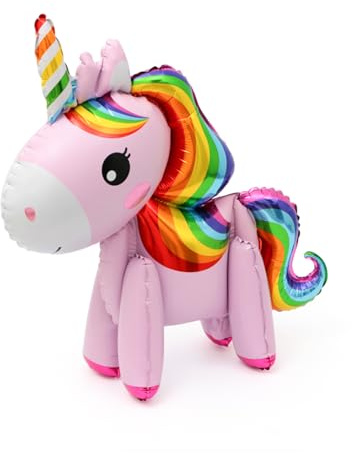 Tourima Einhorn Luftballon, Rosa mit Regenbogen Design, Stehend Einhorn Deko, Kindergeburtstag Partydekoration für Kindergeburtstag, Einhorn Deko