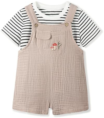 Volunboy Completi Estivi Bambino, Unisex Salopette/Tuta Corta + T-Shirt Completo 2 Pezzi Abbigliamento per 1-4 anni