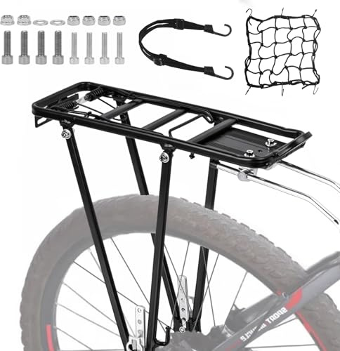 WJMY Porte-bagages arrière réglable pour VTT de 24 à 28 pouces, en alliage d'aluminium, capacité de charge de 35 kg, pour VTT, vélo de route, avec filet et corde