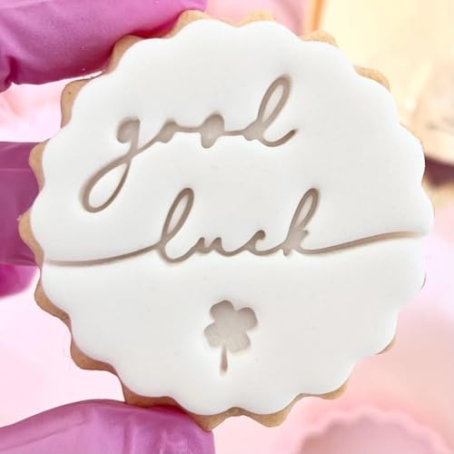 Good Luck Fondant Stamp Embosser Biscuits Cookies fits m&s Biscuits Cookie Cutter Clover Retirement New Home Job Ideas Decoration Marks and Spencers Free Matching Cutter