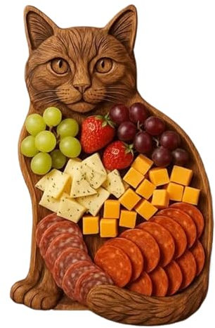 Tablas De Charcutería, Bandeja De Charcutería Con Frutas, Embutidos Y Quesos, Plato Con Forma De Gato Utensilios De Cocina En Reuniones Cumpleaños Y Regalos | Accesorio Comedor Madera Bandeja