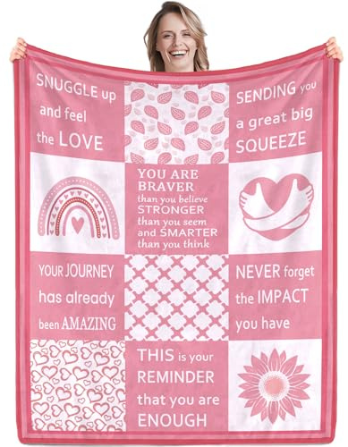 PJLJC Hug Blanket, Soft Pink Check, 130x150cm