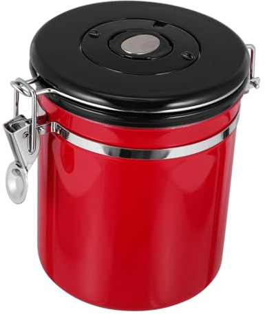 BIUDECO Bocal Hermétique Conteneur Compact Rouge pour Café en Acier Inoxydable pour Conserver Grains de Café Couvercle Sucre ou Sel