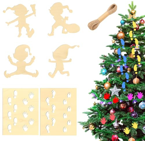 Wichtel Schablone, Wichtelschablone Fußabdrücke, Elf On The Shelf Zubehör,Weihnachtsdekorationsset mit Fußabdrücken, Ideal für Fensterdekoration und Weihnachtsgeschichte Tonie